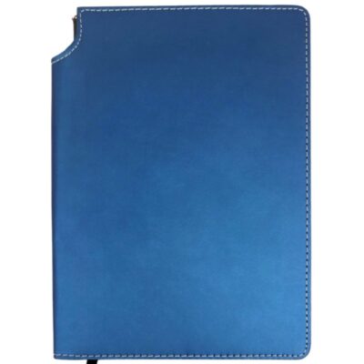 Cuaderno de Cuero con Portapluma y Costuras Blancas