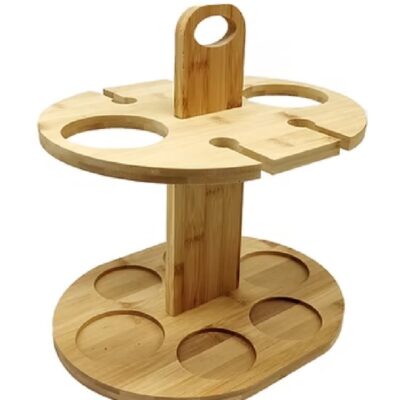 Portabotellas y Copas de Bambú