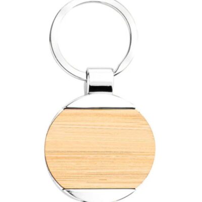 Llavero de Madera Redondo con Detalles en Acero
